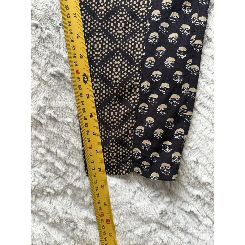 NWT Michael Stars Jordan Pant XS Black Beige Printed Wide Leg Pull On Pants Boho